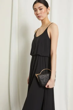 Abito con strass sullo scollo - Nero