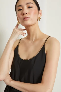 Abito con strass sullo scollo - Nero