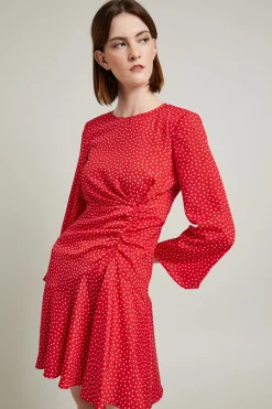 Abito corto con arricciatura - Rosso
