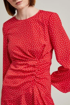 Abito corto con arricciatura - Rosso