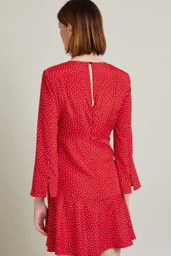 Abito corto con arricciatura - Rosso