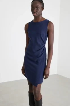 Abito corto in cady - Blu