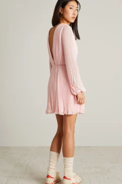 Abito corto in chiffon plissè - Rosa Pastello