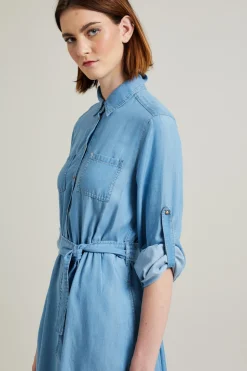 Abito corto in denim leggero - Azzurro Denim