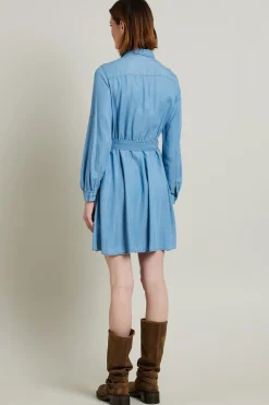 Abito corto in denim leggero - Azzurro Denim