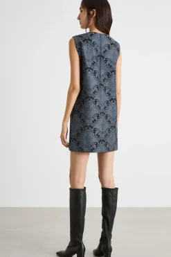 Abito corto in jacquard - Nero Grigio