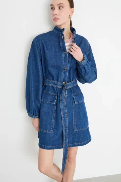 Abito corto in jeans - Blu