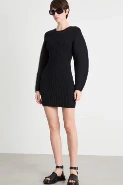 Abito corto in maglia - Nero