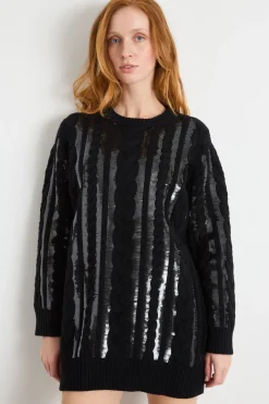 Abito corto in maglia - Nero