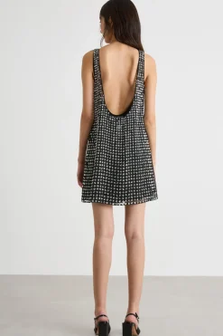 Abito corto in organza e paillettes - Nero