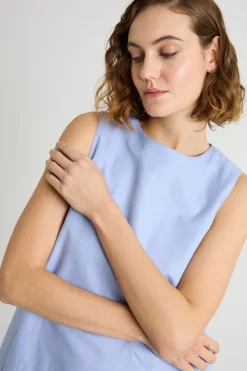 Abito corto in tela - Azzurro