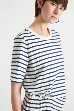 Abito corto modello T-shirt - Bianco Blu