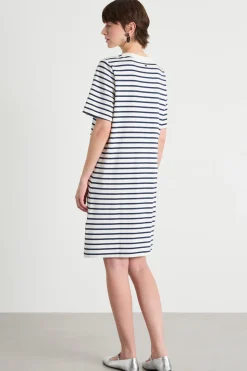Abito corto modello T-shirt - Bianco Blu