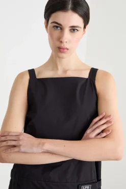 Abito corto svasato con spacchi - Nero