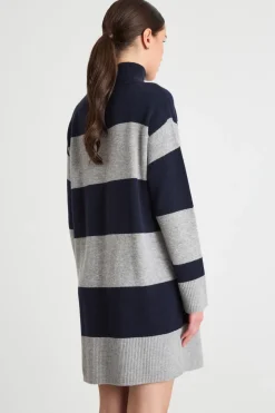 Abito dolcevita in maglia - Blu Grigio