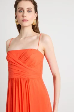 Abito drappeggiato in georgette - Arancione