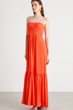 Abito drappeggiato in georgette - Arancione