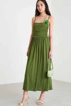 Abito drappeggiato in jersey - Verde