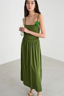 Abito drappeggiato in jersey - Verde