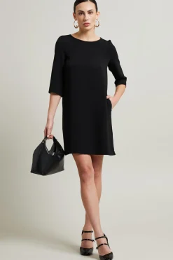 Abito dritto in cady - Nero