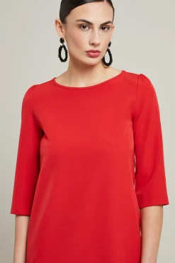 Abito dritto in cady - Rosso