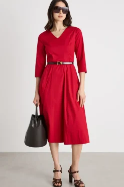 Abito fit & flare in popeline - Rosso