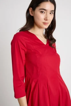 Abito fit & flare in popeline - Rosso