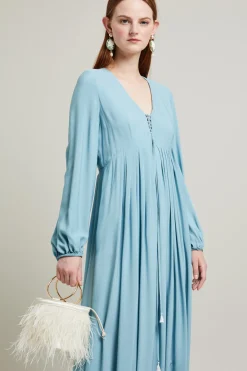 Abito fluido in crépe de chine - Azzurro