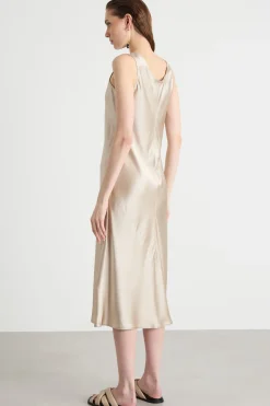 Abito fluido in raso - Beige