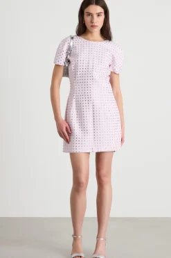 Abito girocollo con strass - Rosa