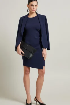 Abito in cady arricciato - Blu