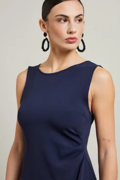 Abito in cady arricciato - Blu