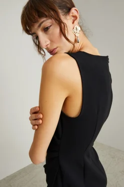Abito in cady arricciato - Nero