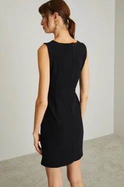 Abito in cady arricciato - Nero