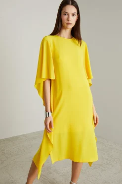 Abito in cady con drappi - Giallo Sole