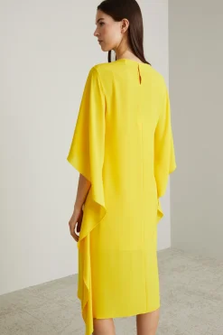 Abito in cady con drappi - Giallo Sole