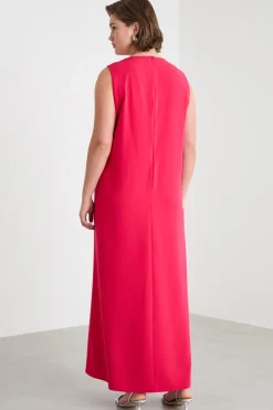 Abito in cady con scollo a V sagomato - Rosa