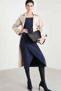 Abito in cady con spacco - Blu
