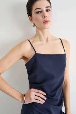 Abito in cady con spacco - Blu