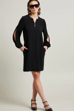 Abito in cady con zip - Nero