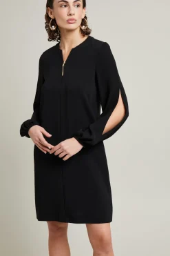 Abito in cady con zip - Nero
