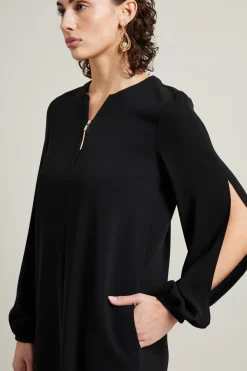 Abito in cady con zip - Nero