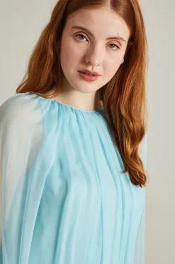 Abito in chiffon di seta - Azzurro
