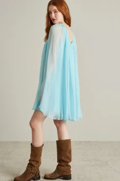 Abito in chiffon di seta - Azzurro