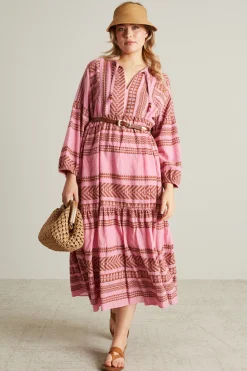 Abito in cotone jacquard - Rosa