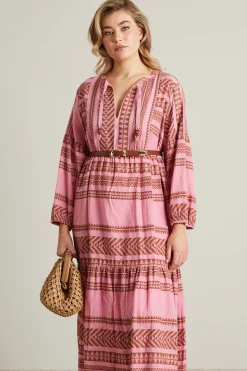 Abito in cotone jacquard - Rosa