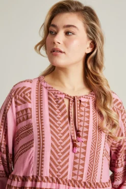 Abito in cotone jacquard - Rosa