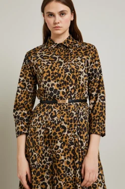 Abito in cotone - Marrone Nero