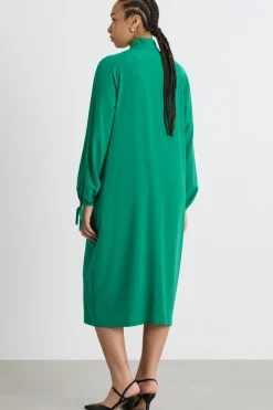 Abito in crepe con collo a foulard - Verde
