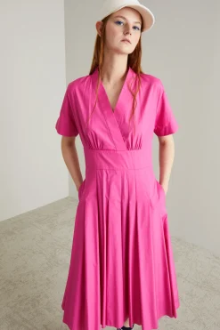 Abito incrociato - Fucsia